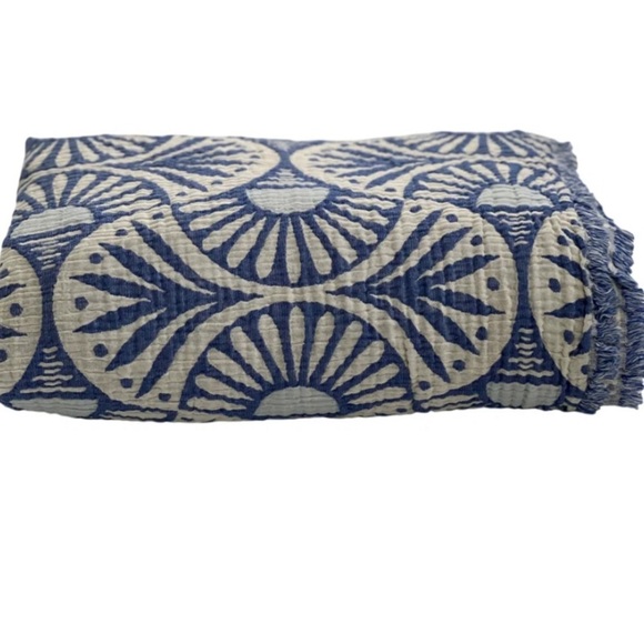 Ginkgo Deco Leaf Quilt 2 Side FLiPSiDE Navy Blue Patterned Quilt KING NEW - Picture 2 of 15